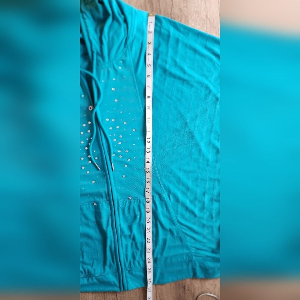 Onque‎ Woman Turquoise Hoodie  With Rhinestones Women's 1X - Picture 5 of 7